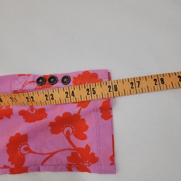 FREE PEOPLE Womens Shirt Sz L Lucky Shirtee Sheer Mesh PINK Floral Button Up - Picture 11 of 13